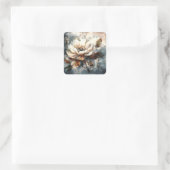 Personalized Soft Peony Watercolor Bloom スクエアシール (バッグ)