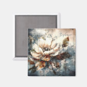 Personalized Soft Peony Watercolor Bloom マグネット (正面/裏面)