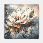 Personalized Soft Peony Watercolor Bloom マグネット (正面)