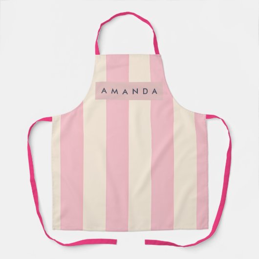 Personalized Soft Pink and Cream Stripe エプロン (正面)