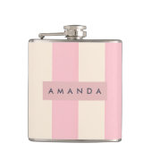 Personalized Soft Pink and Cream Stripe フラスク (正面)