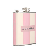 Personalized Soft Pink and Cream Stripe フラスク (右)