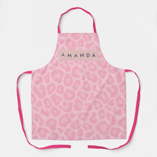 Personalized Soft Pink Leopard Print エプロン (正面)