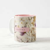 Personalized Soft Wildflower Meadow Floral ツートーンマグカップ (正面左)