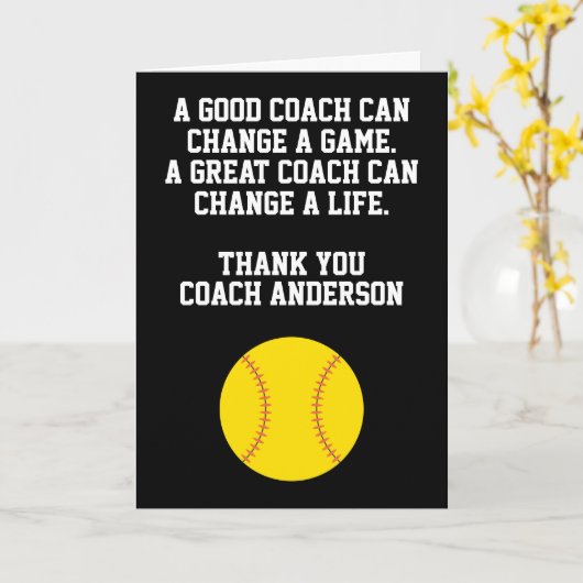 Personalized Softball Coach From Team Players カード (黄色い花)