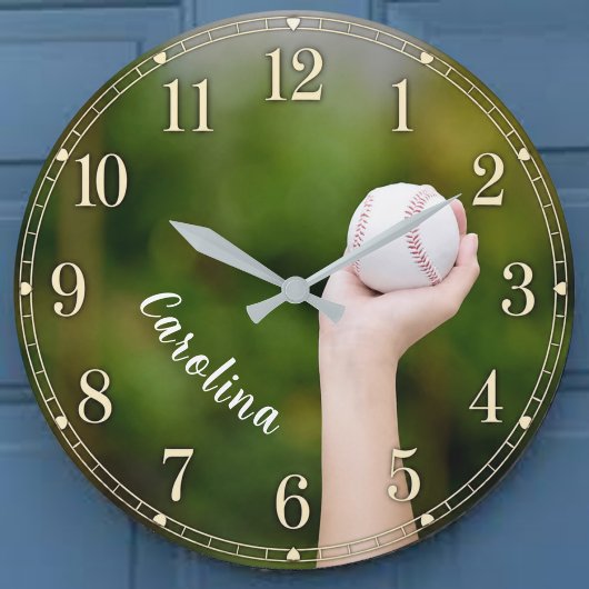 Personalized Softball Pitcher Custom Name ラージ壁時計