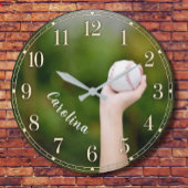 Personalized Softball Pitcher Custom Name ラージ壁時計