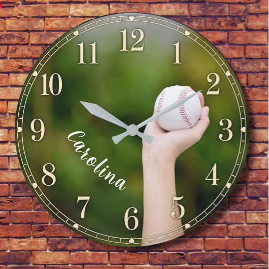 Personalized Softball Pitcher Custom Name ラージ壁時計