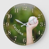 Personalized Softball Pitcher Custom Name ラージ壁時計 (正面)