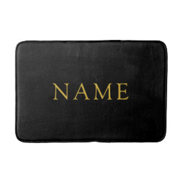Personalized Solid Black Bath Mat with Custom Name バスマット