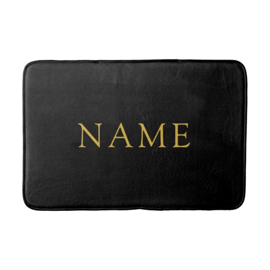 Personalized Solid Black Bath Mat with Custom Name バスマット (正面)