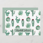 Personalized Southwest Cactus Botanical Note Card ノートカード (正面/裏面)