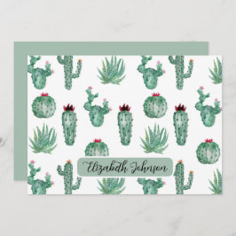 Personalized Southwest Cactus Botanical Note Card ノートカード