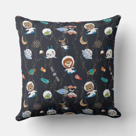 Personalized Space Animals Throw Pillow クッション (裏面)