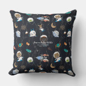 Personalized Space Animals Throw Pillow クッション (正面)