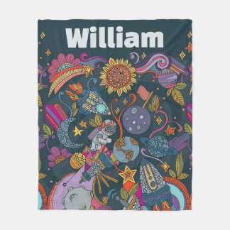 Personalized Space Name Poster for Kids  フリースブランケット