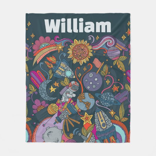 Personalized Space Name Poster for Kids  フリースブランケット (正面)