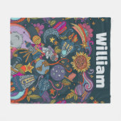 Personalized Space Name Poster for Kids  フリースブランケット (正面(横))