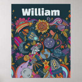 Personalized Space Name Poster for Kids  ポスター