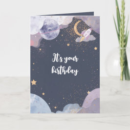 Personalized Space Theme Birthday Card カード
