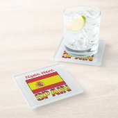 Personalized Spain Flag Heritage Design ガラスコースター (アングル)
