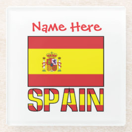 Personalized Spain Flag Heritage Design ガラスコースター