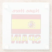 Personalized Spain Flag Heritage Design ガラスコースター (裏面)