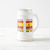 Personalized Spain Flag Heritage Design ビールジョッキ (正面右)
