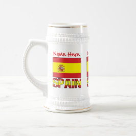 Personalized Spain Flag Heritage Design ビールジョッキ