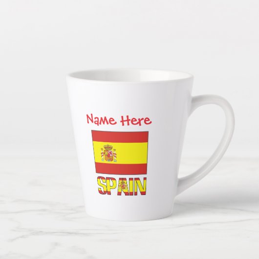 Personalized Spain Flag Heritage Design Small カフェラテマグ (右)