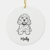 Personalized Spaniel Dog Christmas セラミックオーナメント (正面)