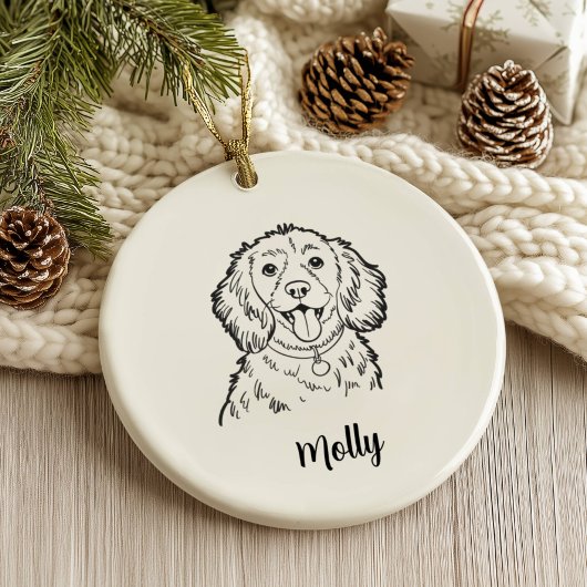 Personalized Spaniel Dog Christmas セラミックオーナメント