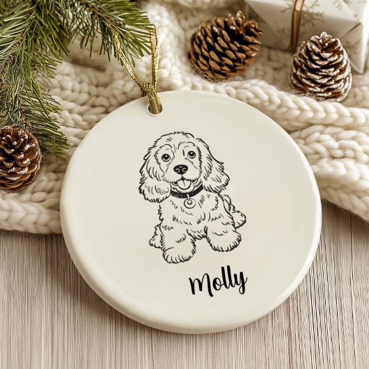Personalized Spaniel Dog Christmas セラミックオーナメント