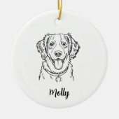 Personalized Spaniel Dog Christmas セラミックオーナメント (正面)