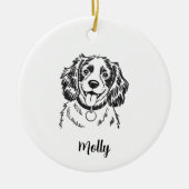 Personalized Spaniel Dog Christmas セラミックオーナメント (正面)