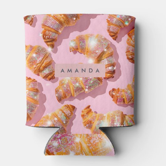 Personalized Sparkle Croissant Style 缶クーラー (裏面)