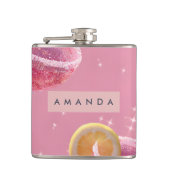 Personalized Sparkle Glam Pink Cocktail  フラスク (正面)