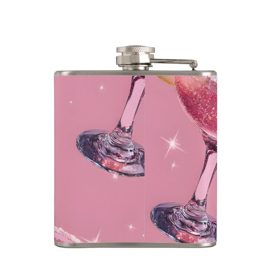 Personalized Sparkle Glam Pink Cocktail  フラスク (裏面)