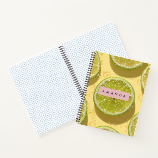 Personalized Sparkle Lime Slice Glitter Citrus  ノートブック (内部)