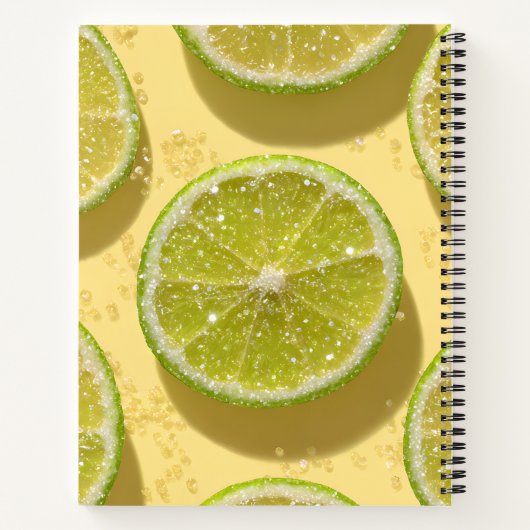 Personalized Sparkle Lime Slice Glitter Citrus  ノートブック (裏面)