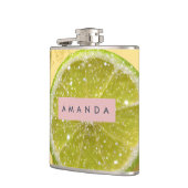 Personalized Sparkle Lime Slice Glitter Citrus  フラスク (左)