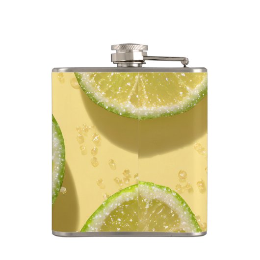 Personalized Sparkle Lime Slice Glitter Citrus  フラスク (裏面)