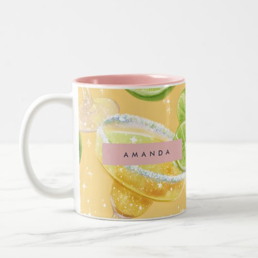 Personalized Sparkle Margarita & Lime ツートーンマグカップ (左)