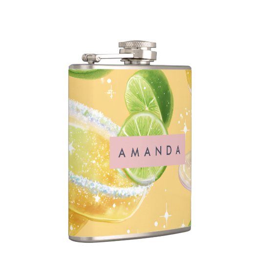 Personalized Sparkle Margarita & Lime フラスク (右)