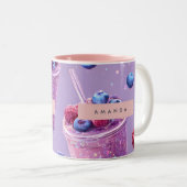 Personalized Sparkling Berry Bliss Purple Smoothie ツートーンマグカップ (正面右)