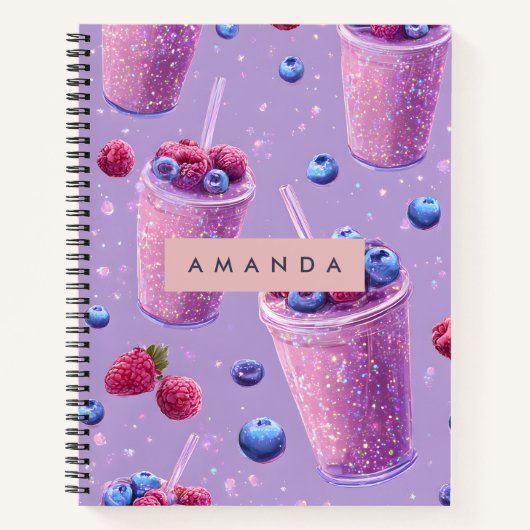 Personalized Sparkling Berry Bliss Purple Smoothie ノートブック (正面)