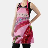 Personalized Sparkling Hot Pink Glitter Chili エプロン (インサイチュ)