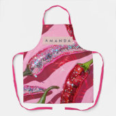 Personalized Sparkling Hot Pink Glitter Chili エプロン (正面)