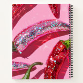 Personalized Sparkling Hot Pink Glitter Chili ノートブック (裏面)