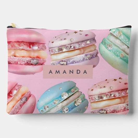Personalized Sparkling Pastel Macaron Bliss アクセサリーポーチ (正面)